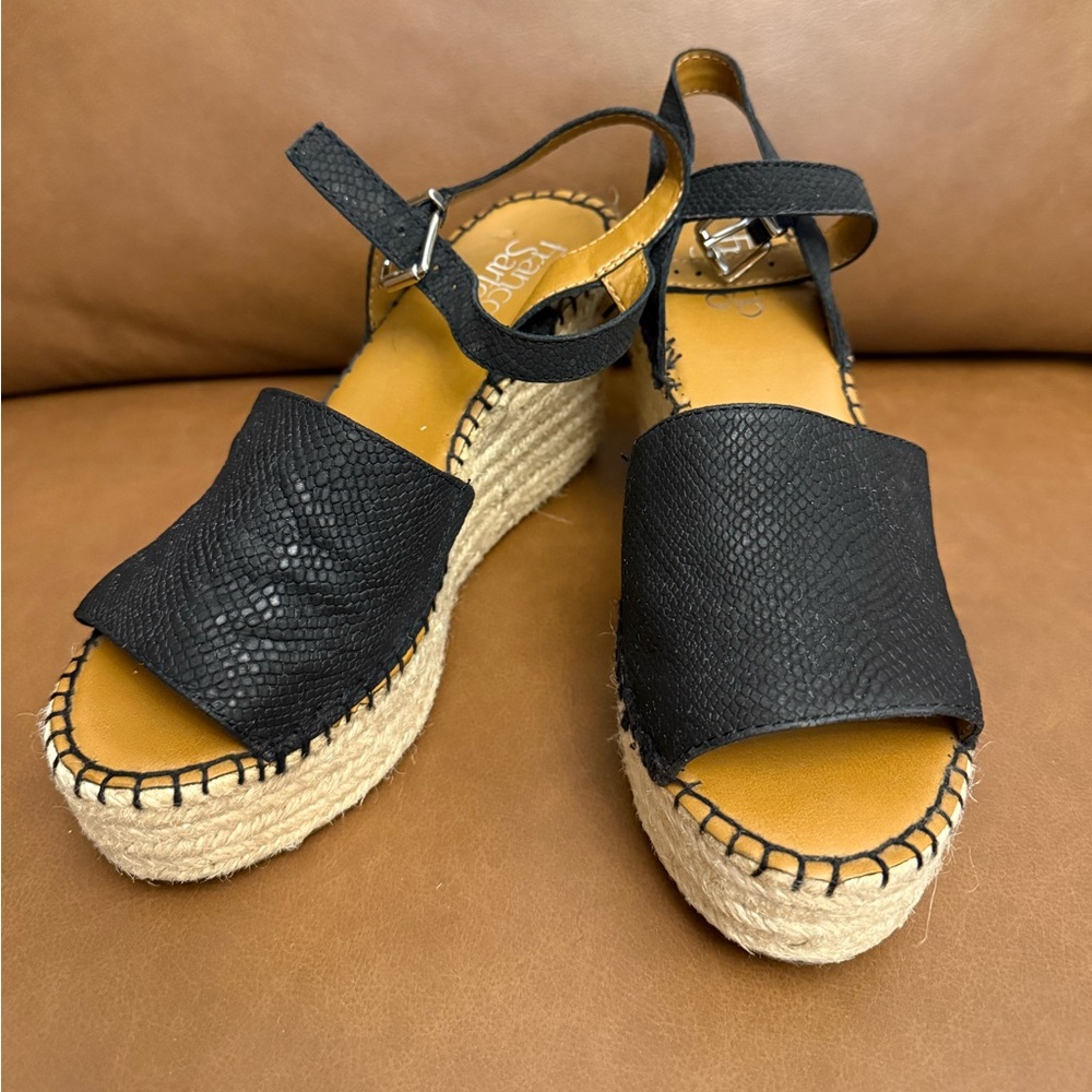 Franco Sarto Black Woven Espadrille Sandals